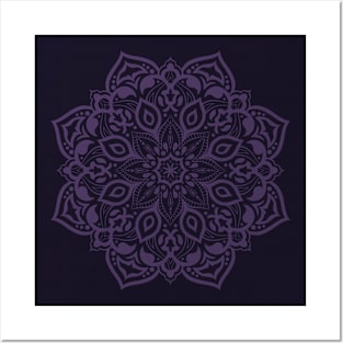 Elegant royal purple mandala - subtle tone on tone Posters and Art